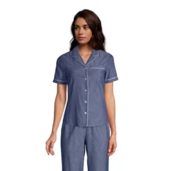 Lands' End Women's Short Sleeve Cotton Poplin Pajama Shirt -Clothing store GUEST 6cf34761 0476 4cd5 96d2 fbdbf8ddd928