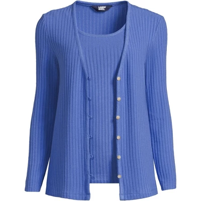 Lands' End Women's Wide Rib Cardigan And Tank Set 3 Lands' End Women's Wide Rib Cardigan And Tank Set - Image 3