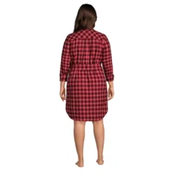 Lands' End Women's Plus Size 3/4 Sleeve Flannel Sleepshirt Nightgown