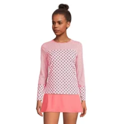 Lands' End Women's Long Crew Neck Long Sleeve Rash Guard UPF 50 Sun Protection Modest Swim Tee -Clothing store GUEST 726a7765 edfd 4af5 a429 c20d81e47f6e