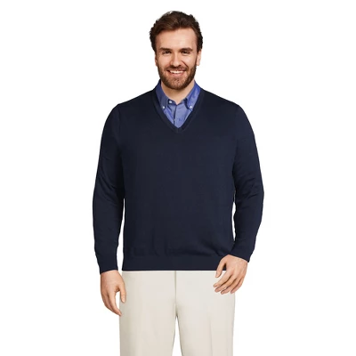 Lands' End Men's Classic Fit Fine Gauge Supima Cotton V-neck Sweater 3 Lands' End Men's Classic Fit Fine Gauge Supima Cotton V-neck Sweater - Image 3