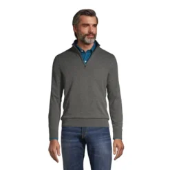 Lands' End Men's Fine Gauge Supima Cotton Quarter Zip Sweater -Clothing store GUEST 7492f4ed 0f37 4090 a328 3d1be64ee2e3