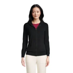 Lands' End Women's Cashmere Front Zip Hoodie Sweater -Clothing store GUEST 777847ae 0d77 44a6 a2d7 040401c1efdc