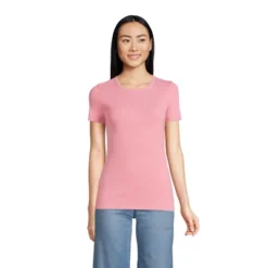 Lands' End Women's Cotton Rib Short Sleeve Crewneck T-shirt -Clothing store GUEST 78bd4a57 b69b 4a19 aa70 6dac40ea37ba
