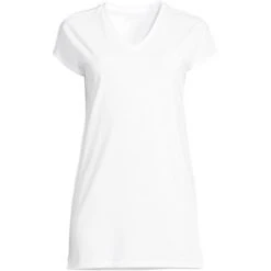 Lands' End Women's Short Sleeve Supima Cotton Xlong Vneck Tunic