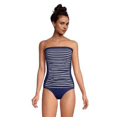 Lands' End Women's Long Chlorine Resistant Bandeau Tankini Swimsuit Top With Removable Adjustable Straps 2 Lands' End Women's Long Chlorine Resistant Bandeau Tankini Swimsuit Top With Removable Adjustable Straps - Image 2