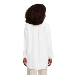Lands' End Women's Linen Long Sleeve Oversized Relaxed Tunic Top