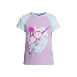 Lands' End Lands' End Girls Graphic Mock Neck UPF 50 Sun Protection Rash Guard -Clothing store GUEST 7c817ad4 58b3 43dc b898 0228c55121c3