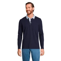 Lands' End Men's Super-T Long Sleeve Poplin Collar Pocket Polo Shirt -Clothing store GUEST 7c9f8a9b 90d5 42d5 b368 0528405254db