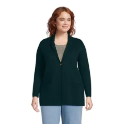 Lands' End Women's Fine Gauge Cotton Button Front Blazer Sweater -Clothing store GUEST 7ceecc72 6318 4689 8002 2dfef87824d3