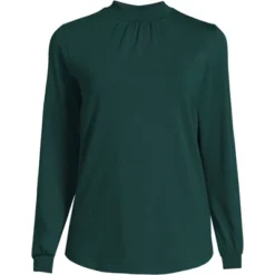 Lands' End Women's Jersey Long Sleeve Gathered Mock -Clothing store GUEST 7d32844a a2a0 4297 b6ce 950262232fd2