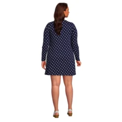 Lands' End Women's Cotton Jersey V-neck Tunic Swim Cover-up Shirtdress