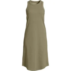 Lands' End Women's Cotton Rib Sleeveless Midi Tank Dress -Clothing store GUEST 7fe52582 ebd2 4dee bfcf bbbf9985b7c2