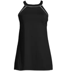 Lands' End Women's Chlorine Resistant High Neck Swim Dress One Piece Swimsuit Adjustable Straps -Clothing store GUEST 80d8b6cf 57bf 4f1a 9a19 6c79b8d88fe7