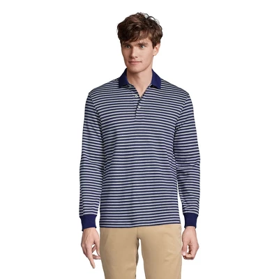 Lands' End Men's Long Sleeve Jacquard Super Soft Supima Polo Shirt 4 Lands' End Men's Long Sleeve Jacquard Super Soft Supima Polo Shirt - Image 4