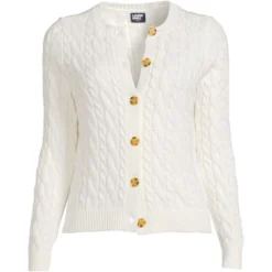 Lands' End Women's Cotton Drifter Cable Cardigan Sweater -Clothing store GUEST 86750eda c24d 4791 9267 1c6b98e9957f
