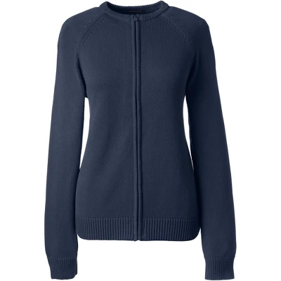 Lands' End School Uniform Women's Cotton Modal Zip-front Cardigan Sweater 2 Lands' End School Uniform Women's Cotton Modal Zip-front Cardigan Sweater - Image 2