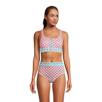 Lands' End Women's Chlorine Resistant Zip Front Bikini Swimsuit Top With Adjustable Straps 2 Lands' End Women's Chlorine Resistant Zip Front Bikini Swimsuit Top With Adjustable Straps - Image 2