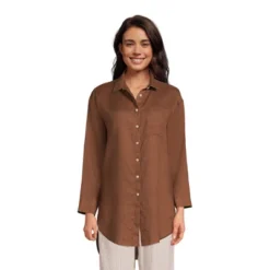 Lands' End Women's Linen Long Sleeve Oversized Relaxed Tunic Top -Clothing store GUEST 8b2c6590 d77c 421e 97f1 0c12f4687255