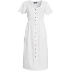 Lands' End Women's Linen Sweetheart Button Front Midi Dress -Clothing store GUEST 8dda9d3c 0ee6 49bf b443 b3c4b8fc513d