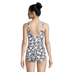 Lands' End Women's Long Chlorine Resistant Scoop Neck Soft Cup Tugless Sporty One Piece Swimsuit