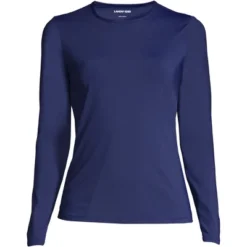 Lands' End Women's Long Crew Neck Long Sleeve Rash Guard UPF 50 Sun Protection Modest Swim Tee -Clothing store GUEST 8ffa51e9 5bd7 4406 8996 5a72c67f246a