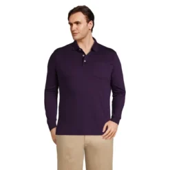 Lands' End Men's Long Sleeve Super Soft Supima Polo Shirt With Pocket -Clothing store GUEST 914c7750 30e7 4258 bdd3 2093e2d8ef79