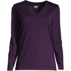 Lands' End Women's Relaxed Supima Cotton Long Sleeve V-Neck T-Shirt -Clothing store GUEST 917adbed 50e3 4808 8e45 5198b0ab623f