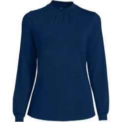 Lands' End Women's Jersey Long Sleeve Gathered Mock -Clothing store GUEST 92bcebad 6895 4c45 bfc4 91da5920fed8