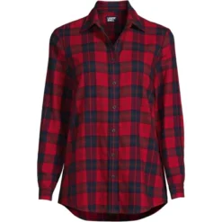 Lands' End Women's Tall Flannel Boyfriend Fit Long Sleeve Shirt -Clothing store GUEST 969829f7 033a 4e35 88f1 5c8b4daaed71