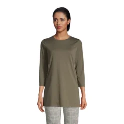 Lands' End Women's 3/4 Sleeve Supima Cotton Crewneck Tunic -Clothing store GUEST 96ab117b f4bf 4ba2 ab62 e5eb6e9f6cc0