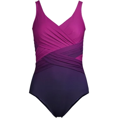 Lands' End Women's Plus Size DD-Cup Slender Tummy Control Chlorine Resistant Wrap One Piece Swimsuit 5 Lands' End Women's Plus Size DD-Cup Slender Tummy Control Chlorine Resistant Wrap One Piece Swimsuit - Image 5