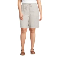 Lands' End Women's High Rise Pull On Elastic Waist 10" Linen Bermuda Shorts -Clothing store GUEST 977064c4 322b 4b0a a65f 8ebf49d490f6
