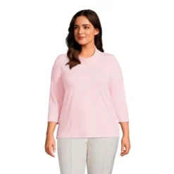Lands' End Women's 3/4 Sleeve Light Weight Jersey Cowl Neck Top -Clothing store GUEST 985ba1b8 066f 41f4 84c8 cdbd593c8515