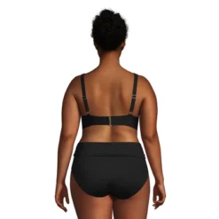 Lands' End Women's Plus Size DD-Cup Chlorine Resistant V-neck Underwire Bikini Top Swimsuit Adjustable Straps