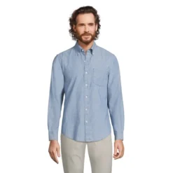 Lands' End Men's Long Sleeve Traditional Fit Chambray Shirt -Clothing store GUEST 9bcefc05 d1c6 43f3 89b1 e85ace9ec5f0