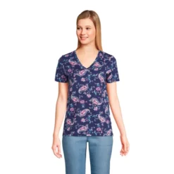 Lands' End Women's Relaxed Supima Cotton Short Sleeve V-Neck T-Shirt -Clothing store GUEST 9c1797f6 ee35 4c00 9889 9e0f4c7b2f8b