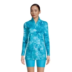 Lands' End Women's Quarter Zip Long Sleeve Tunic Rash Guard Cover-up UPF 50 Sun Protection -Clothing store GUEST a0f23431 fb63 4fc6 b65f 4ed406dc290e