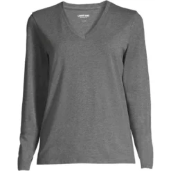 Lands' End Women's Relaxed Supima Cotton Long Sleeve V-Neck T-Shirt -Clothing store GUEST a1ee3241 bbb7 4d08 8849 7d7af32e4ebb