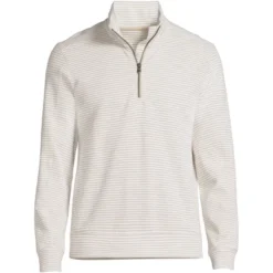 Lands' End Men's Long Sleeve Slub Quarter Zip