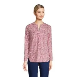 Lands' End Women's Wrinkle Free No Iron Split Neck Soft Tunic Top -Clothing store GUEST a5265de2 fec2 4353 bc1d 9fe213cddd27