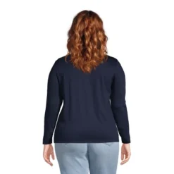 Lands' End Women's Relaxed Supima Cotton Long Sleeve Crewneck T-Shirt