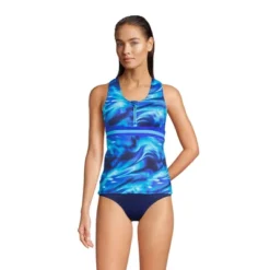 Lands' End Women's Chlorine Resistant Zip Front Tankini Swimsuit Top -Clothing store GUEST ab1787d3 3a02 4b74 9c9f a9b8d2e22b04