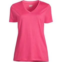 Lands' End Women's Relaxed Supima Cotton Short Sleeve V-Neck T-Shirt -Clothing store GUEST aeda432c 5c52 4a93 8b80 3ba36946f681