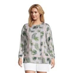 Lands' End Women's Cotton Long Sleeve Split Neck Tunic Top -Clothing store GUEST af95d59e c80b 4d82 b6da 7e6ccfe18692