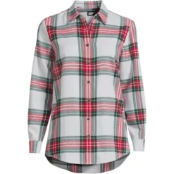 Lands' End Women's Tall Flannel Boyfriend Fit Long Sleeve Shirt -Clothing store GUEST b172355f 8364 4d39 a9f6 6a665d9164ee