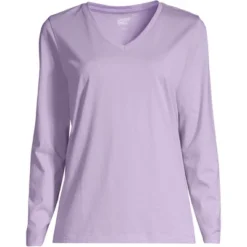 Lands' End Women's Relaxed Supima Cotton Long Sleeve V-Neck T-Shirt -Clothing store GUEST b2c68800 4793 490a babb bc2869bbc5e5