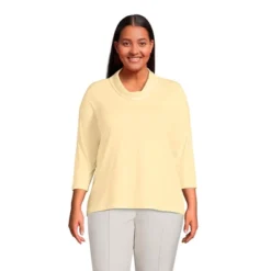 Lands' End Women's 3/4 Sleeve Light Weight Jersey Cowl Neck Top -Clothing store GUEST b3eb36f0 92b7 47b9 bba9 3e79da818233