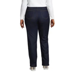 Lands' End Women's Recover High Rise Straight Leg Flannel Lined Jeans