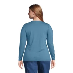 Lands' End Women's Plus Size Long Sleeve Lightweight Jersey Crew Neck Top